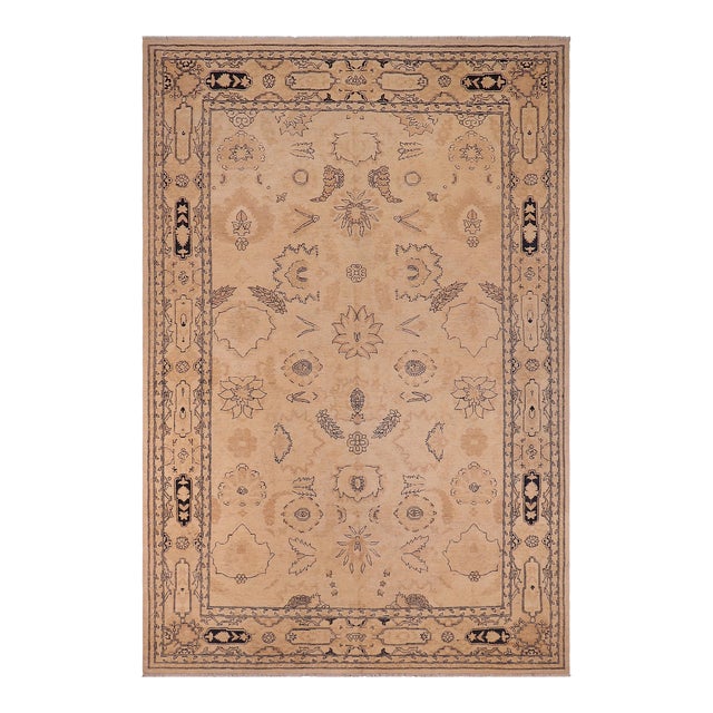 Classic Ziegler Beige Tan Hand-Knotted Wool Rug - 9'2'' X 11'11'' For Sale