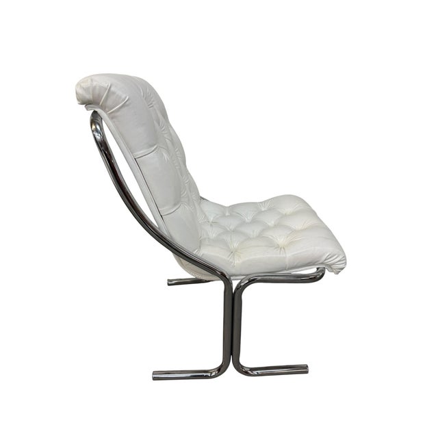 1970s Mid-Century Modern Daystrom White Vinyl Tubular Chrome Dining Chairs - Set of 6 For Sale - Image 5 of 7