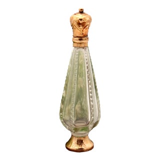 Perfume Bottle in Glass and 15K Gold For Sale