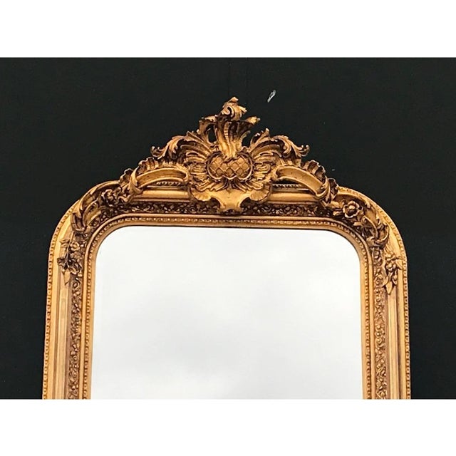 Late 20th French Louis XVI Gold Wood Floor Mirror For Sale - Image 13 of 16