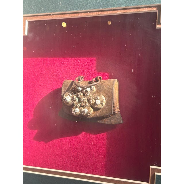 Vintage Oriental Flint Pouch Infinite Knot Display With Frame Wall Art For Sale - Image 9 of 9