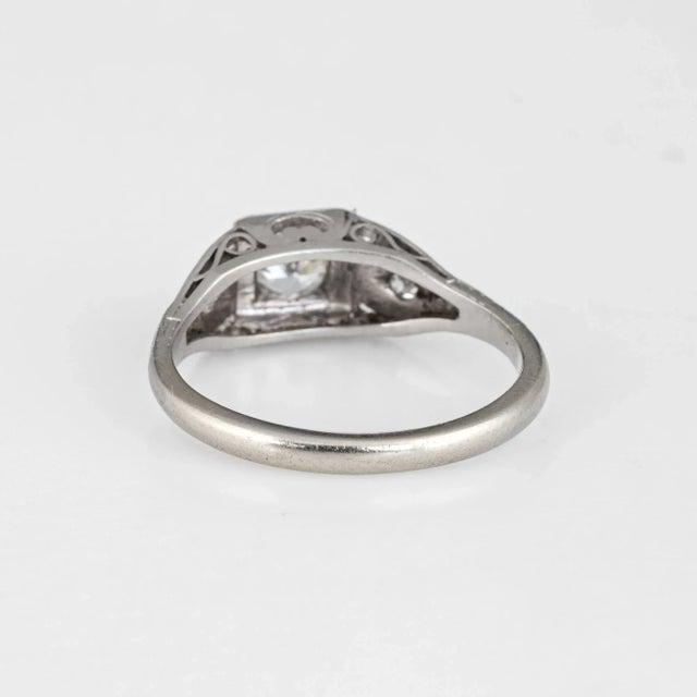 1920s Antique Deco Diamond Platinum 14k Gold Engagement Ring For Sale - Image 4 of 6