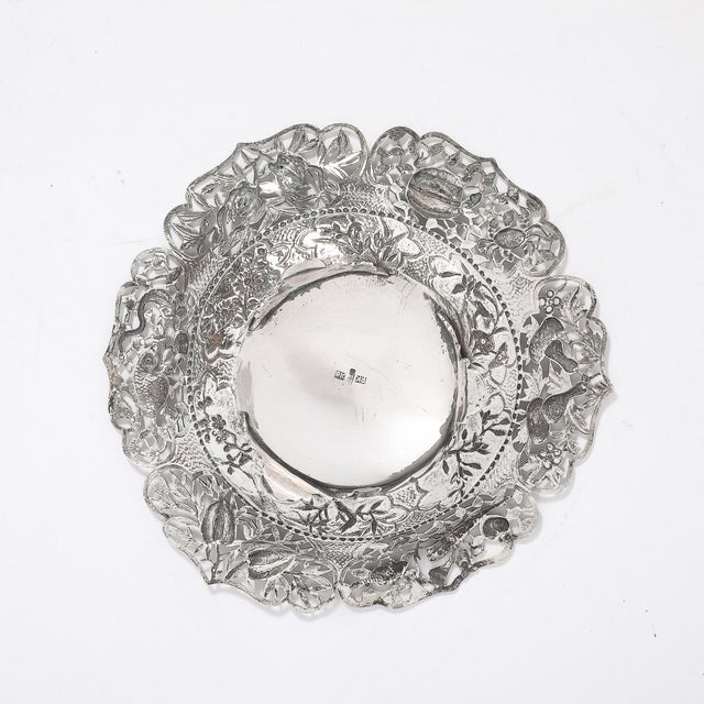 Aesthetic Movement Sterling Repouse Flora & Fauna Dish Signed Pau Kuang For Sale - Image 12 of 15