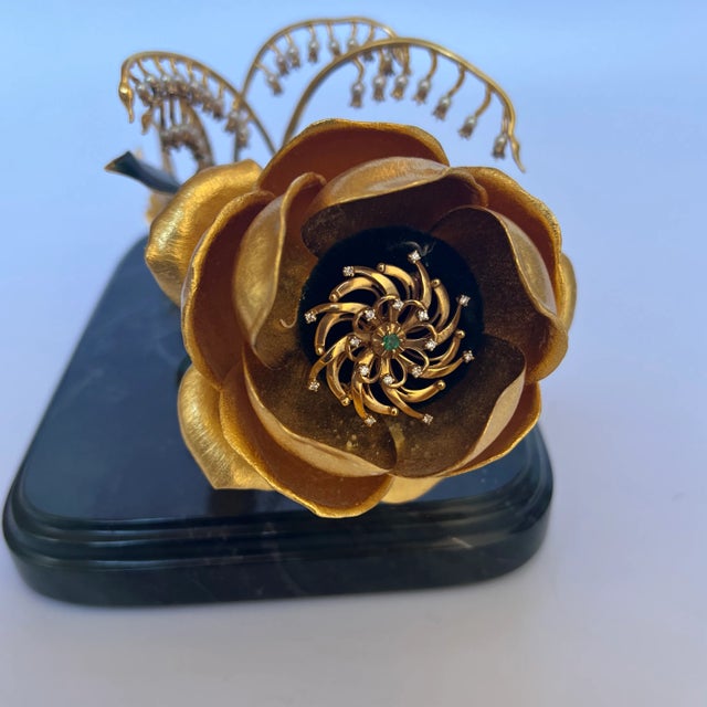 Art Deco 1950s Faberge Princess Grace Royal Anniversary Rose For Sale - Image 3 of 12