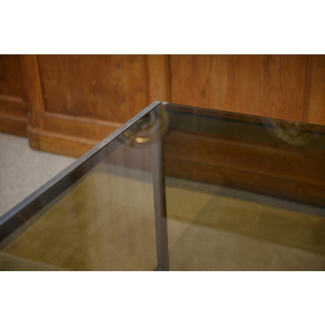 1980s Desk in Brushed Stainless Steel and Black Smoked Glass, 1980s For Sale - Image 5 of 12