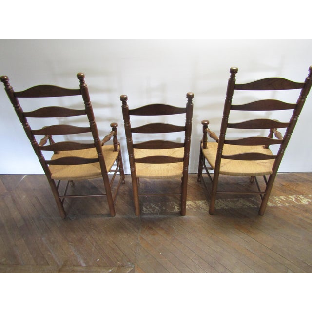 Wood Pennsylvania House Solid Cherry Set of Six Ladder Back Rush Seat Chairs. For Sale - Image 7 of 10