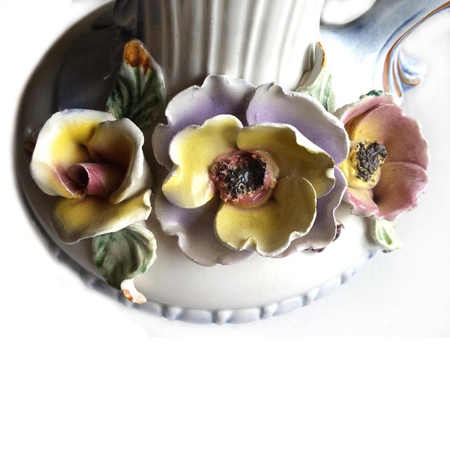 Italian Baroque Style Sculpted Majolica Capodimonte Pitcher For Sale - Image 6 of 10