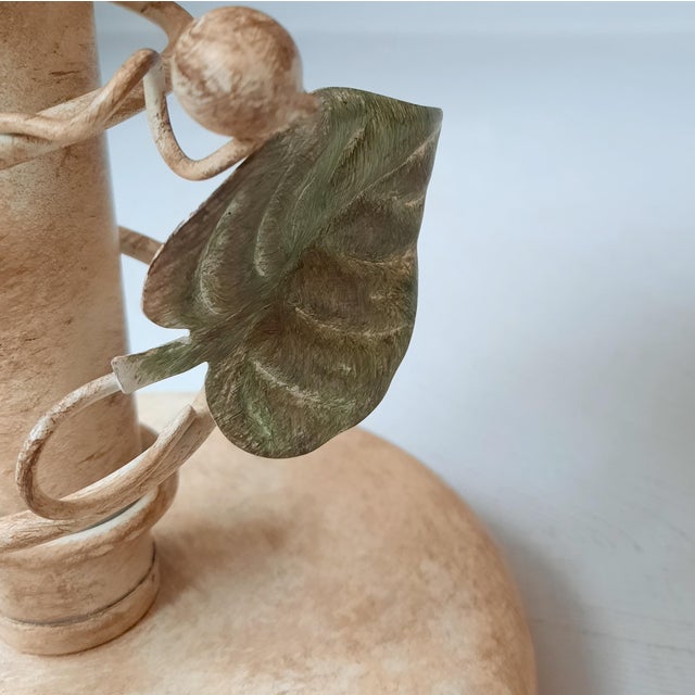 Metal Floral Table Lamp with Glass Shade from Herda, 1980s For Sale - Image 7 of 11