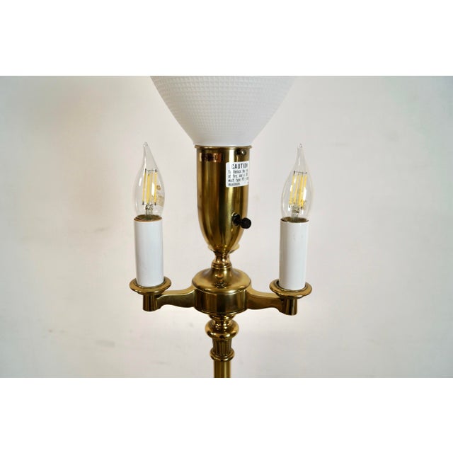 1970’s Hollywood Regency Brass Torch Floor Lamps by Stiffel - A Pair For Sale - Image 9 of 12