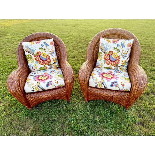 Add a touch of timeless boho-coastal elegance to your home with this stunning matching pair of vintage Pottery Barn...