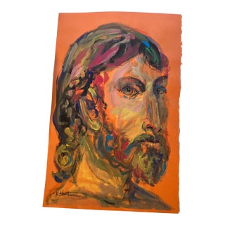 Contemporary Original E.J.Hartmann Abstract Male Portrait Painting Signed For Sale