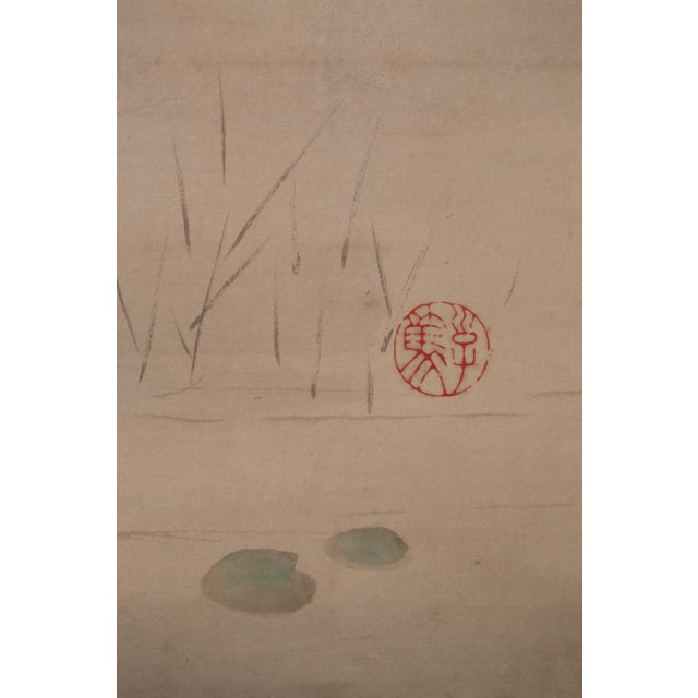 Wood Japanese Meiji Two-Panel Screen With White Heron Under Willow, Signed Houshou, C. 1910 For Sale - Image 7 of 8
