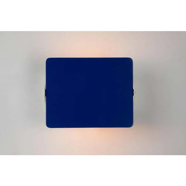 Mid-Century Modern Charlotte Perriand Blue 'Applique á Volet Pivotant' Wall Lights - a Pair For Sale - Image 3 of 12