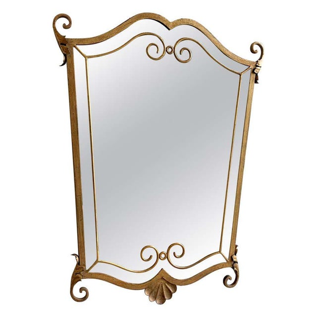 1940 S French Gilt Iron Decorative Scroll And Sunburst Motif Mirror Chairish