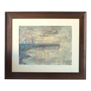 Midcentury French Impressionist Coastal Oil Painting For Sale