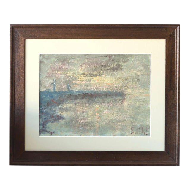 Midcentury French Impressionist Coastal Oil Painting For Sale