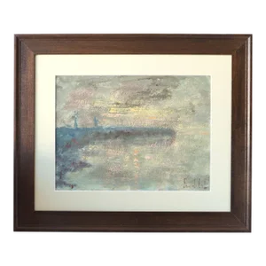Midcentury French Impressionist Coastal Oil Painting