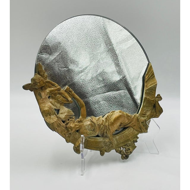 Victorian Late 19th Century French Gilt Bronze Vanity Mirror Signed Ph Martin, Victorian Era For Sale - Image 3 of 16