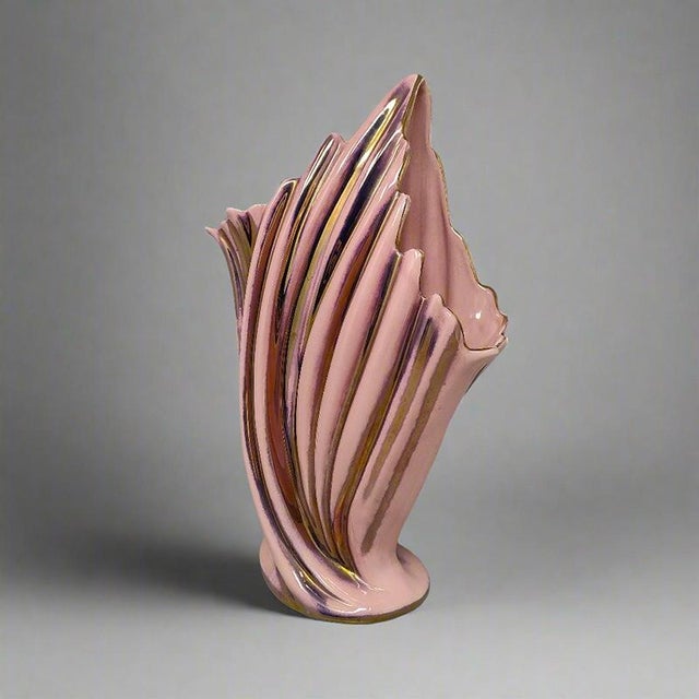 1960s Astonishing pink and gold vase in ceramic by SiCAS Sesto Fiorentino limited edition, number 15 of 300 pieces. It's...