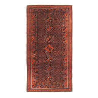 Antique Baluch Transitional Orange and Blue Wool Persian Rug For Sale