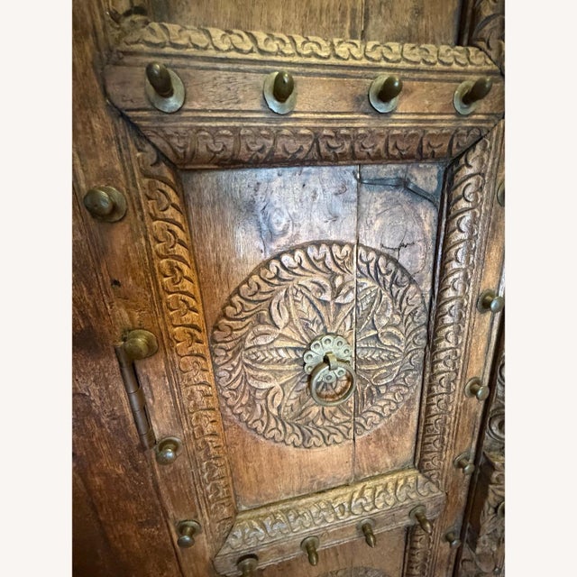 Vintage Indian Haveli Armoire With Antique Hand-Carved Mandala Doors For Sale - Image 4 of 18
