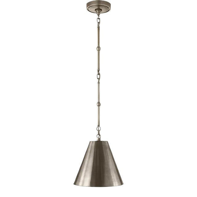 Thomas O'Brien for Visual Comfort Signature Goodman Petite Hanging Shade in Antique Nickel with Antique Nickel Shade For Sale