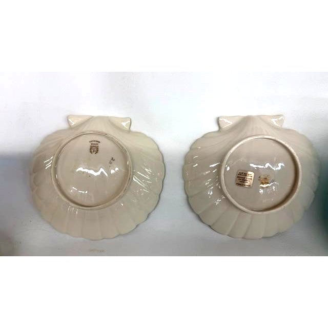 Metal Late 20th Century Lenox Aegean Shell Shaped Ivory Porcelain Dishes 2 Pair With 24k Gold Trim For Sale - Image 7 of 11