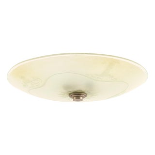 Vintage Ceiling Lamp in Glass and Steel, 1940s For Sale