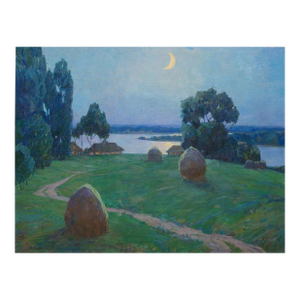 1960s Impressionism Oil Painting, Rural Landscape by Ukrainian Artist 99-129