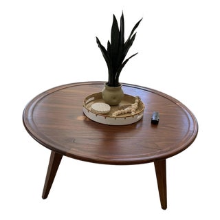 Drexel by John Van Koert Coffee Table Mid-Century Modern Round Walnut Wood Coffee Tab For Sale