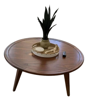 Drexel by John Van Koert Coffee Table Mid-Century Modern Round Walnut Wood Coffee Tab