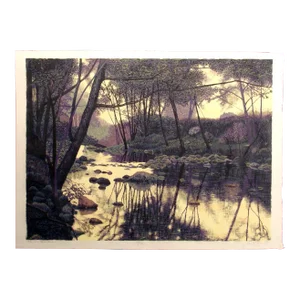 1978 "The Big Sur River" Gordon Mortensen Hand Signed Woodcut Print