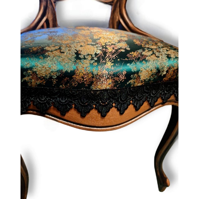 Late 19th Century Late 19th Century The Jade Aviary Chair and Ottoman | the Verdant Society Collection For Sale - Image 5 of 12