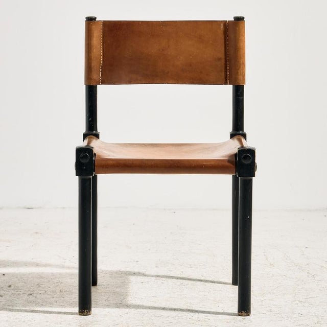 1970s Brutalist Beech and Leather Chairs, 1970s, Set of 4 For Sale - Image 5 of 17
