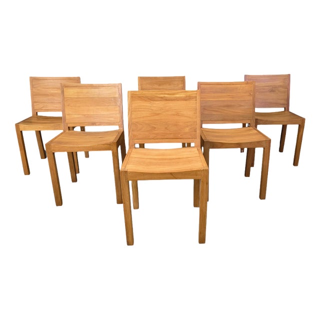Vintage Teak Dining Chairs, 1980s, Set of 6 For Sale