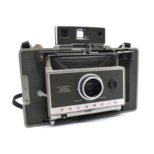 Mid-Century Modern Mid 20th Century Polaroid Automatic Land Folding Rangefinder Camera Model 340 With Clamshell Cover For Sale - Image 3 of 10