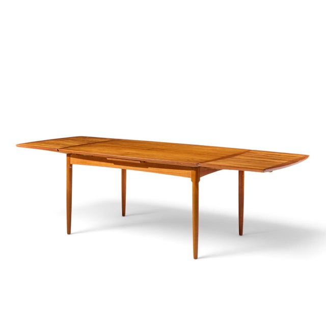 Mid-Century Modern Kurt Østervig Style Mid Century Danish Teak Hidden Leaf Dining Table For Sale - Image 3 of 10