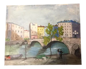 Vintage Original Paris Scene Painting