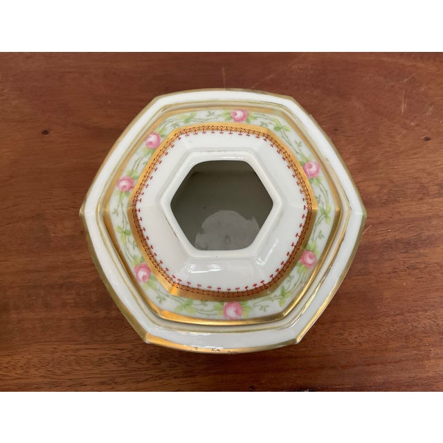 Ceramic Antique Victorian Hand Painted Austria Mz Hair Receiver, Late 1800's For Sale - Image 7 of 18