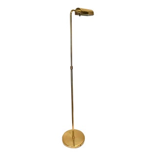 1970s Brass Floor Task Lamp Library Lamp Adjustable Hight For Sale