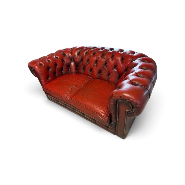 Animal Skin Vintage Chesterfield Sofas in Red Leather, Set of 2 For Sale - Image 7 of 11