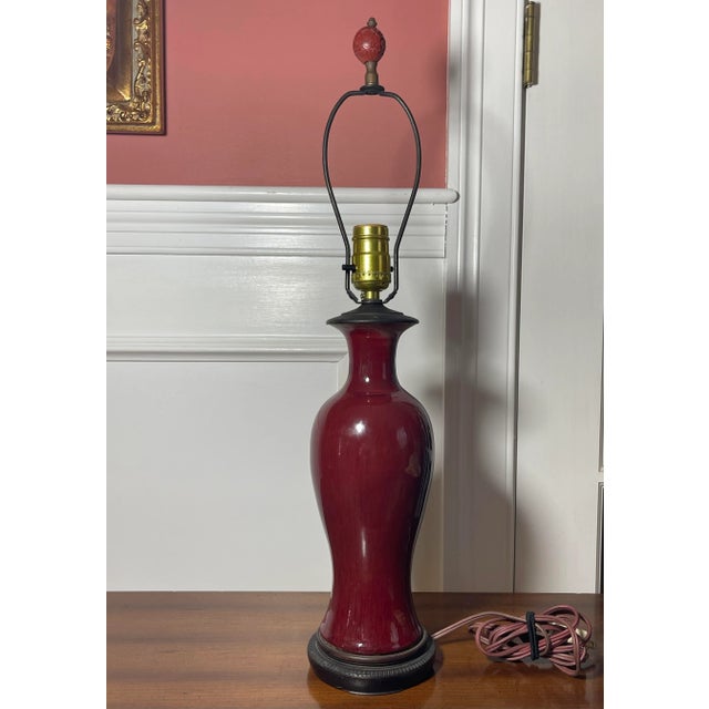 Antique Early 19th Century Chinese Oxblood Sang De Boeuf Vase Lamp For Sale - Image 9 of 9