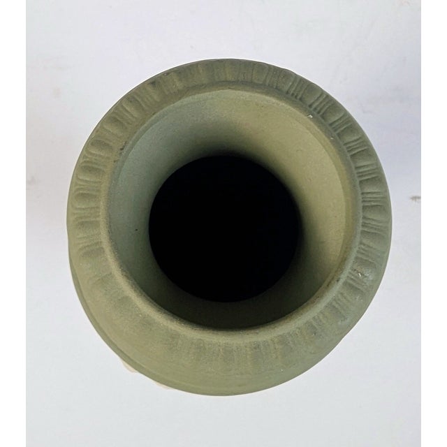 Wedgwood Vintage MCM Wedgewood Jasperware Green Vase For Sale - Image 4 of 4
