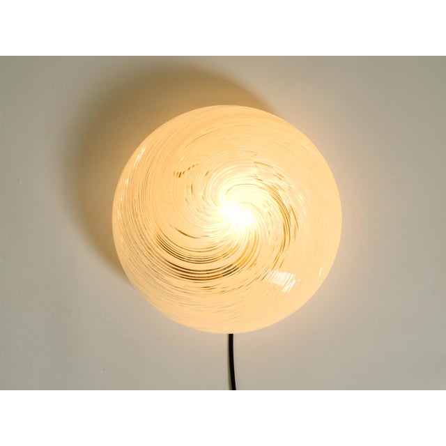 Swirl Flush Mount in Glass and Brass Base, 1980s For Sale - Image 14 of 18