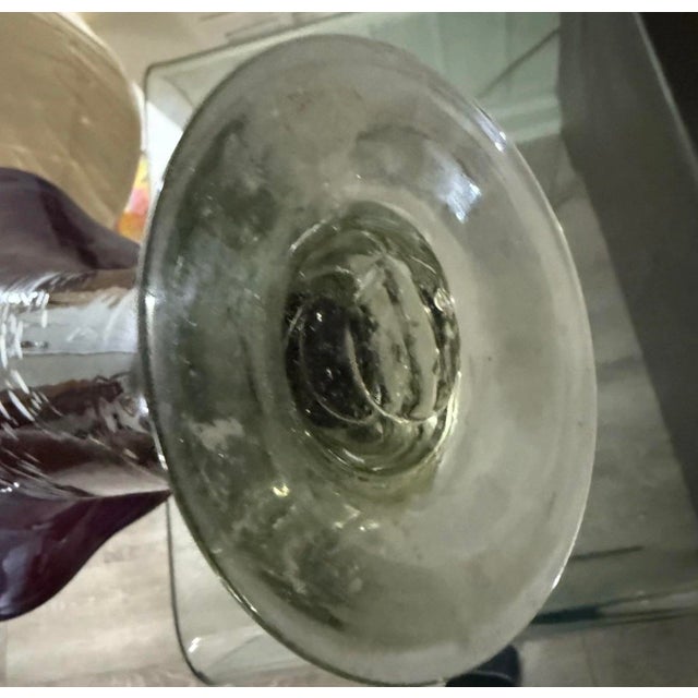 Italian 1950s Murano Pulled Feather Italian Art Glass 11in Vase For Sale - Image 3 of 4