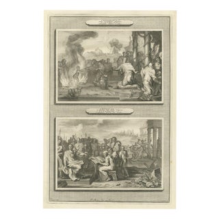 Pieter Mortier, Idolatry of King Ahaz and Hezekiah Destroys the Idols, 1700, Engraving For Sale