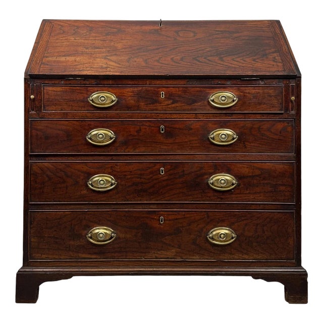 Antique English Georgian Oak Bureau, 1700s For Sale