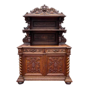 Antique French Buffet Server Sideboard Buffet Barley Twist Honey Oak 3-Tier 19c