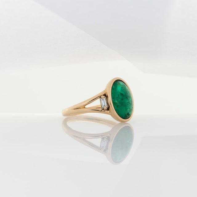 2.4Ct Zambian Emerald Ring With Natural Diamond Accents: Solid 14k Gold, Size 6.75 For Sale In Columbus - Image 6 of 8