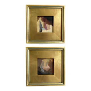 "Candlelight Vestige" Pair of Framed Mini Paintings by Jessalin Beutler For Sale